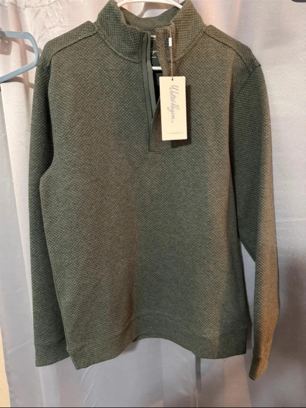 Walter Hagen Heather Olive Quarter-Zip Men's Sweater